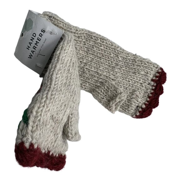Earthbound Trading Hand Warmers Fingerless Gloves Knit In Nepal Wool Lined New - Picture 10 of 12